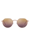 Ray Ban Jack 51mm Gradient Polarized Irregular Sunglasses In Rose Gold