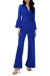 Diane Von Furstenberg Shing Pleated Bell-sleeve Jumpsuit In Sapphire Blue