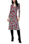 Diane Von Furstenberg Marsha Tie Neck Long Sleeve Midi Dress In Signature Floral