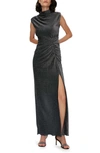 Diane Von Furstenberg Apollo Ruched Metallic Stretch-knit Maxi Dress In Silver Grey Slvgr