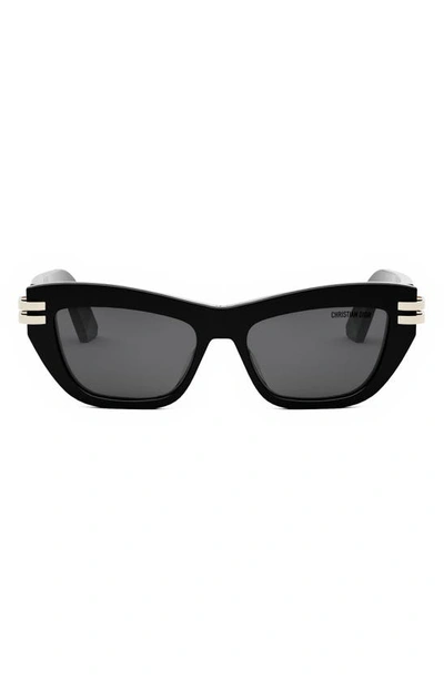 Dior C B1u Cat-eye Acetate And Gold-tone Sunglasses In Black/gray Solid
