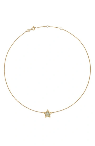 Tory Burch Kira Star Pendant Necklace In Gray Mist