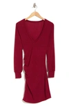 Go Couture Ruched Long Sleeve Dress In Red