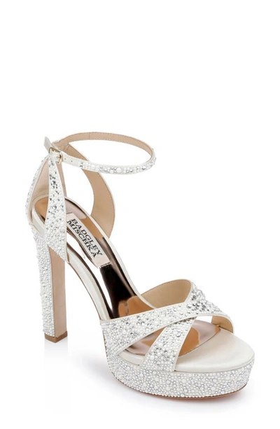 Badgley Mischka Fizzy Ankle Strap Platform Sandal In Ivory