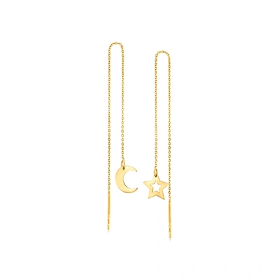 Rs Pure By Ross-simons 14kt Yellow Gold Mismatched Celestial Threader Earrings