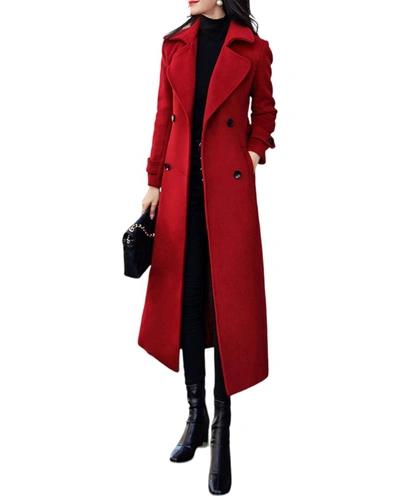 Rvhswds Long Trench Coat In Red