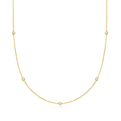 Ross-simons Lab-grown Diamond Station Necklace In 18kt Gold Over Sterling In Multi
