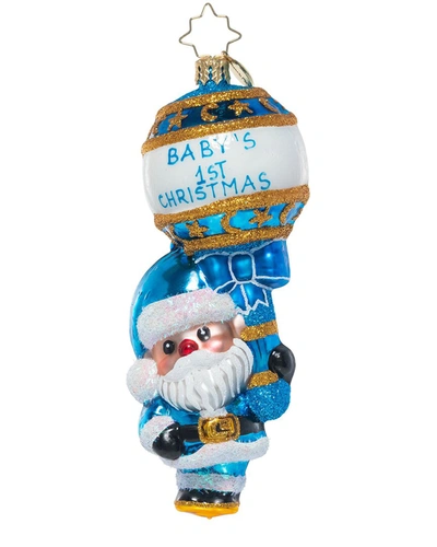Christopher Radko First Christmas Rattle: Baby Blue Christmas Ornament