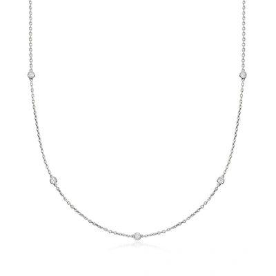 Ross-simons Lab-grown Diamond Station Necklace In Sterling Silver In Multi