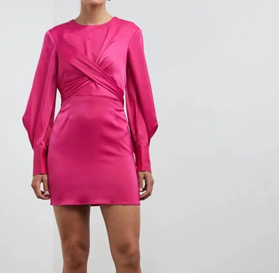 Staud Crosshill Long-sleeved Satin Mini Dress In Pink