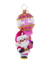 CHRISTOPHER RADKO FIRST CHRISTMAS RATTLE: PRETTY IN PINK CHRISTMAS ORNAMENT
