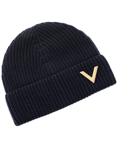 Valentino Garavani Vlogo Cashmere Beanie In Blue