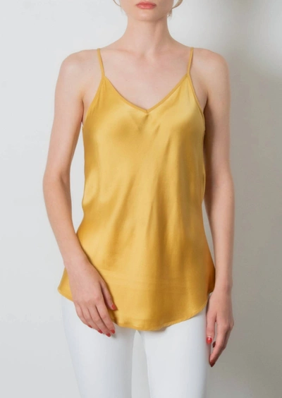 Elaine Kim Silk Bias Camisole Top In Marigold In Gold