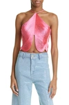 Cult Gaia Quella Metallic Fringe Halter Top In Sangria