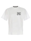Palm Angels Oversized Crew Neck T-shirt With Subtle Logo And Bold Back Print In White/black