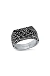 HMY JEWELRY STAINLESS STEEL TEXTURED SIGNET RING