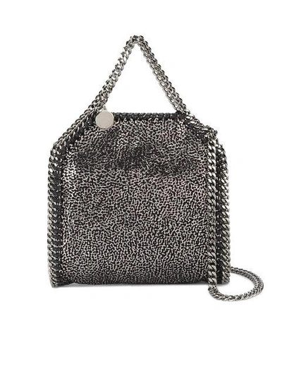 Stella Mccartney Falabella Tiny Baby Bella Shimmer Faux-suede Tote In Black