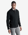 Kenneth Cole Knit Long-sleeve Zip Polo In Black