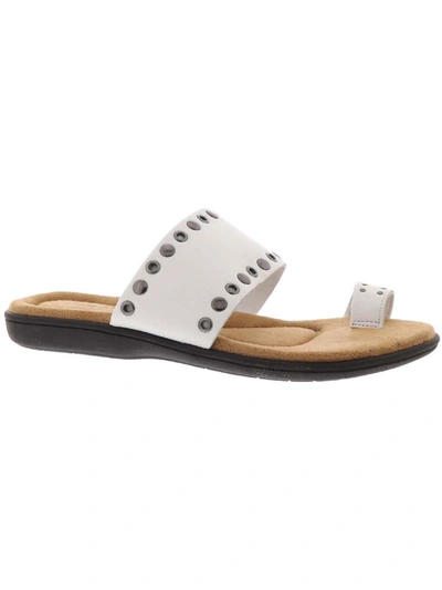 Array Coronado Womens Leather Embellished Slide Sandals In White