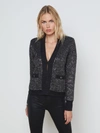 L'agence Jinny Sequin Cardigan In Black/charcoal Sequin