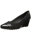 Lifestride Juliana Womens Patent Toe Cap Wedge Heels In Black