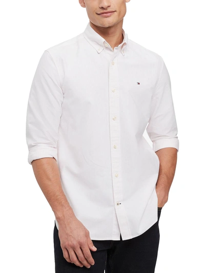 Tommy Hilfiger Core Logo-embroidered Regular-fit Cotton-poplin Shirt In White