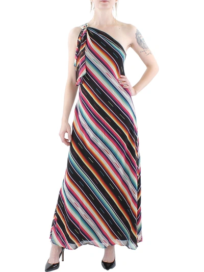 Lauren Ralph Lauren Womens Buckle Striped Maxi Dress In Black
