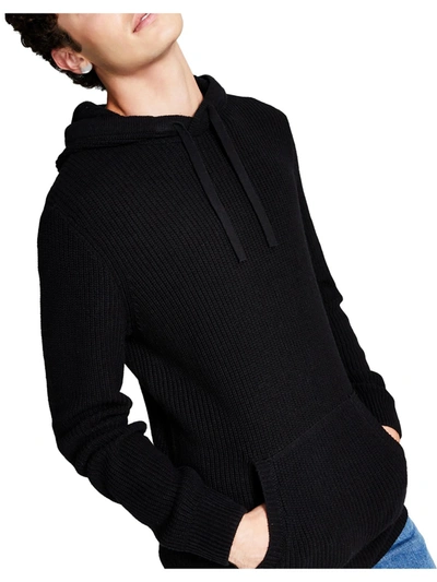 And Now This Mens Ribbed Knit Pullover Hooded Sweater In Black