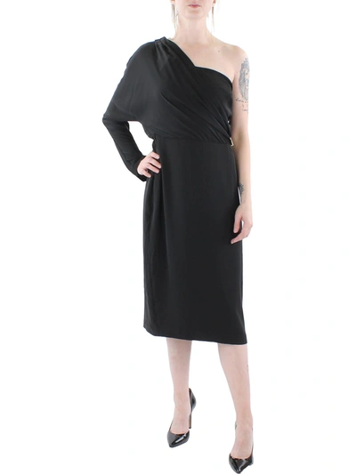 Ralph Lauren Womens One Shoulder Knee-length Cocktail And Party Dress In Black