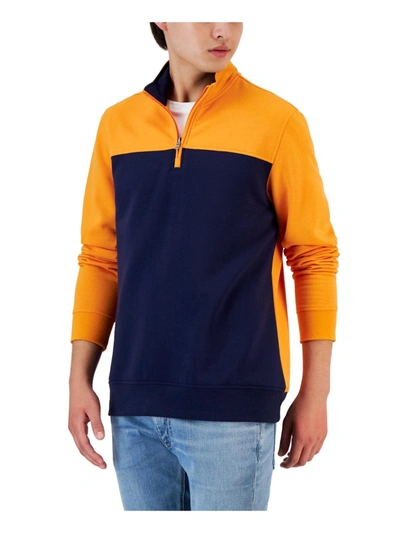 Club Room Men's Colorblocked Quarter-zip Fleece Sweater, Created For Macy's In Dark Lead