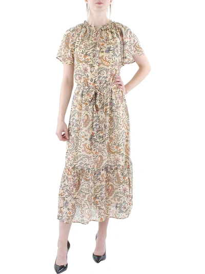 Inc Womens Chiffon Floral Midi Dress In Beige