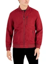 ALFANI MENS FAUX SUEDE PERFORATED BOMBER JACKET