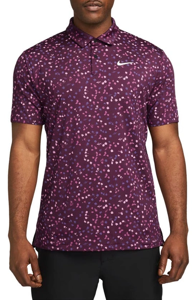 Nike Dri-fit Tour Floral Performance Golf Polo In Red