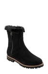 Trotters Forever Faux Shearling Trim Boot In Black Suede