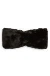 Ugg Womens Black Logo-patch Faux-fur Headband