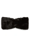 Ugg Womens Black Logo-patch Faux-fur Headband In Black