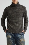 Double Rl Marled Wool, Cotton & Linen Turtleneck Sweater In Salt Pepper Marl