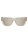 Givenchy Gv Day Square Sunglasses, 55mm In Beige/beige Mirrored Solid