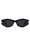 Givenchy Gv Day Geometric Acetate Oval Sunglasses In Shiny Black Smoke