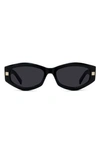 Givenchy Gv Day Geometric Acetate Oval Sunglasses In Black Smoke