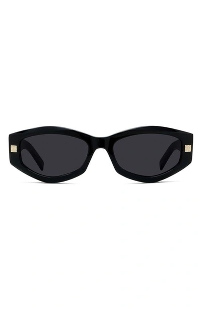 Givenchy Gv Day Geometric Acetate Oval Sunglasses In Black Smoke
