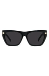 Givenchy Gv Day Square Sunglasses, 55mm In Shiny Black / Smoke