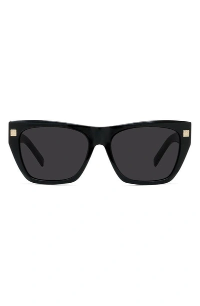 Givenchy Gv Day Square Sunglasses, 55mm In Black/gray Solid