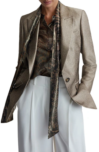 Reiss Gold Metallic Single Breasted Blazer