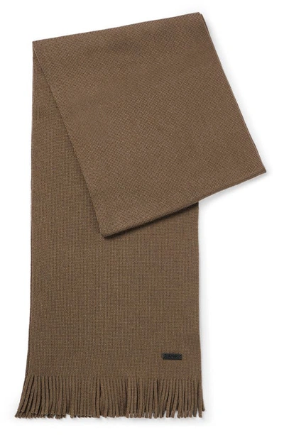 Hugo Boss Scarf In Virgin Wool In Light Green