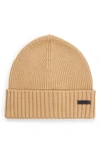 Hugo Boss Fati Wool Beanie In Medium Beige