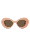 Loewe Women's Curvy 47mm Oversized Oval Sunglasses In Pink/brown Solid
