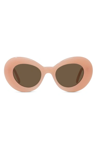 Loewe Women's Curvy 47mm Oversized Oval Sunglasses In Rosa Chiaro/marrone
