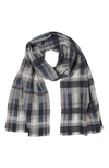 Bruno Magli Cashmere Plaid Scarf In Navy