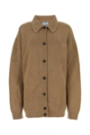 Prada Cardigan In Cashmere Biscotto  Donna In Camel